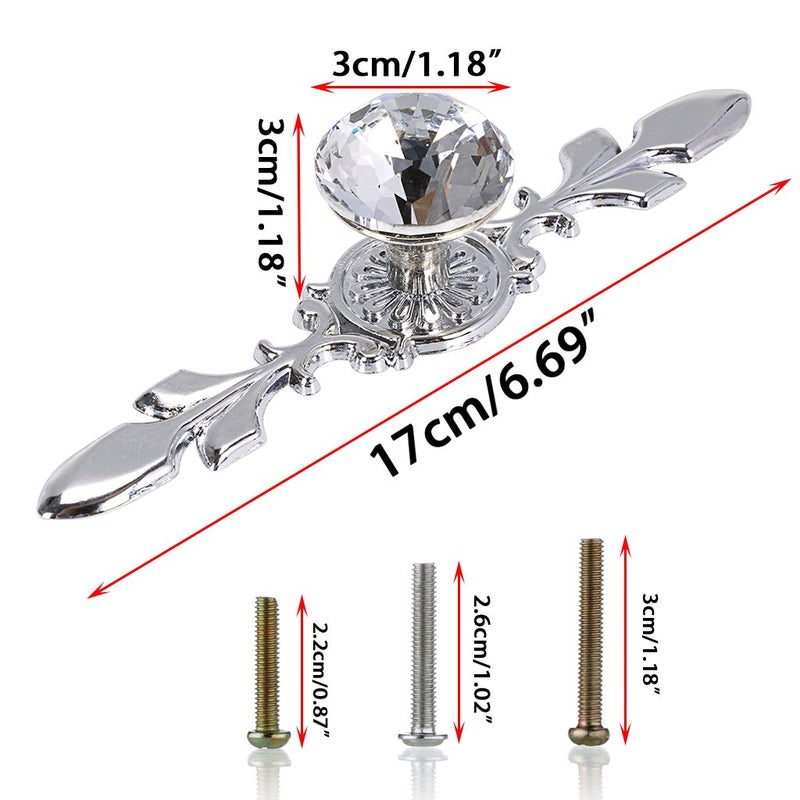 Sumnacon Drawer Dresser Knobs Pull Handles - Crystal Glass Diamond Decorative Knobs with Plate, Cabinet Cupboard Door Knobs with Screws for Kitchen Bathroom Office Decoration Pack of 10 - Image 4